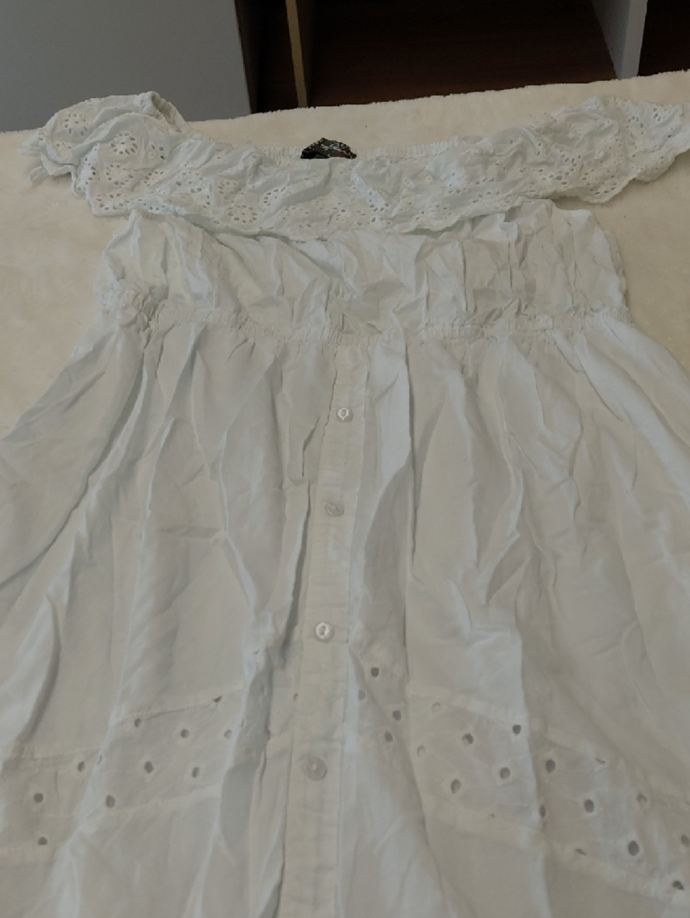 J.  GLEE   White High-Low Off Shoulder Women's Eyelet Xl Dress - Picture 2 of 13